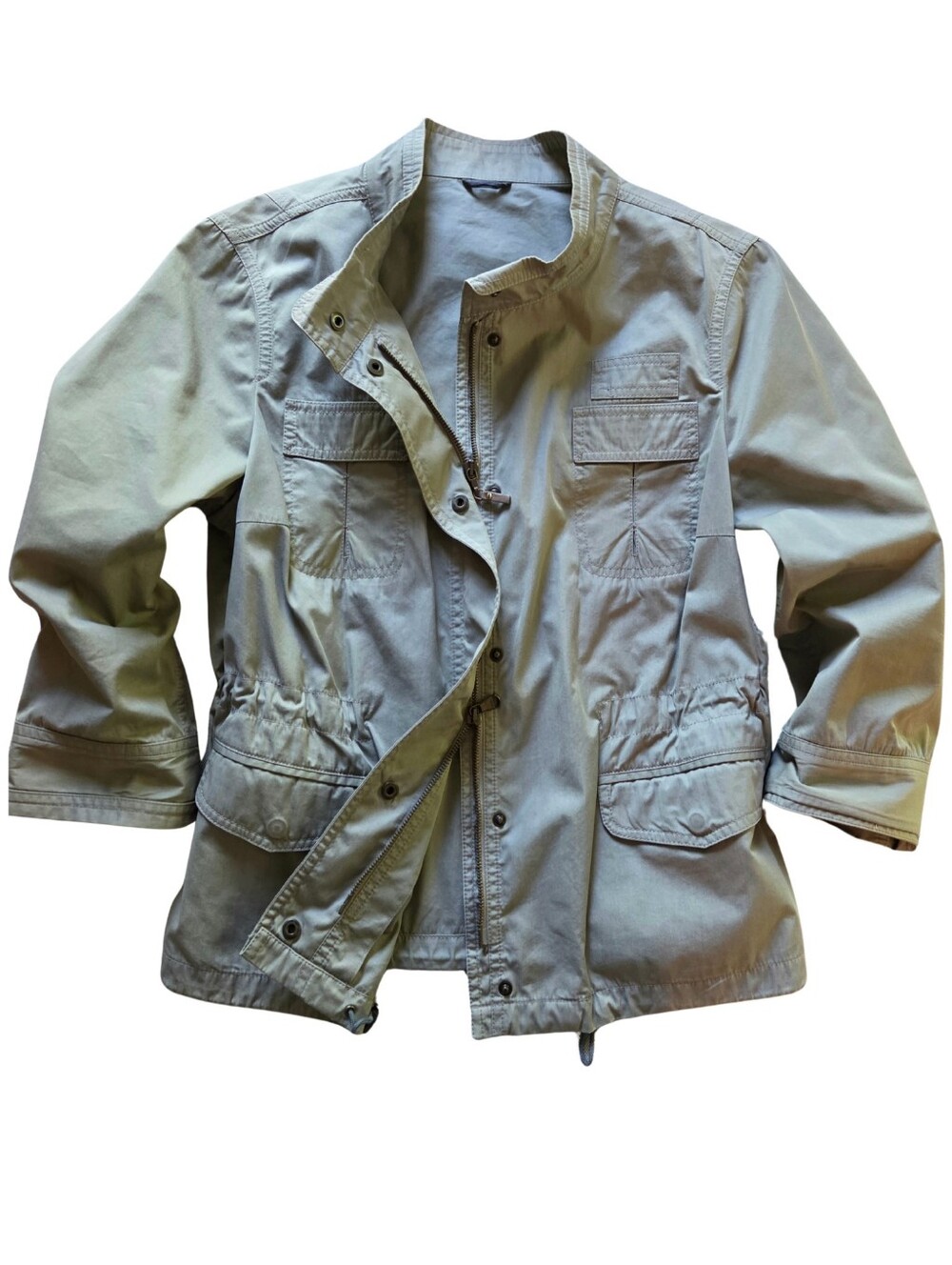 Brunello Cucinelli ITALY Khaki Utility Anorak Jacket Zipper Drawstring Sz M/44